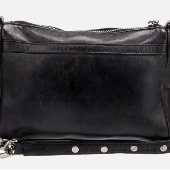 Rebecca Minkoff Purse Black Leather Mini MAC Silver Hardware Crossbody Bag Studs - Picture 6 of 9